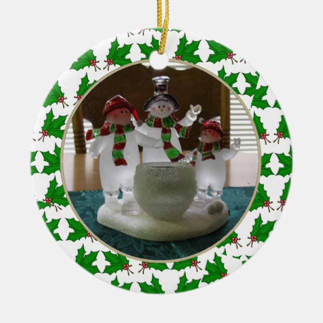 Adicione seu ornamento da lembrança do azevinho da (Frente)