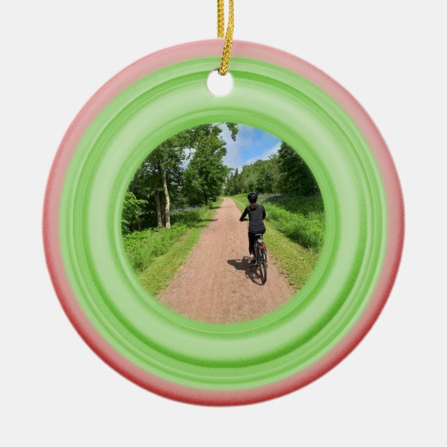 Adicione seu ornamento fotográfico vermelho e cerâ (Frente)