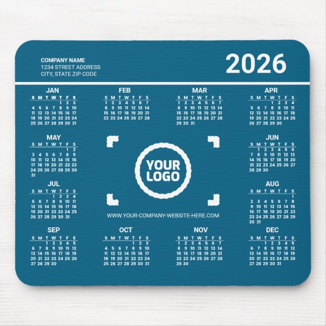 Adicione Seu Próprio Calendário 2026 Mousepad Logo (Frente)