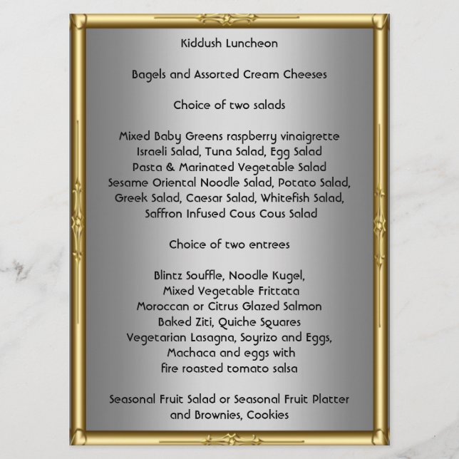 Adicione seu próprio Menu Kiddush para Bar Bat Mit (Frente)