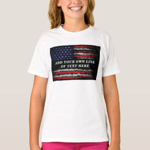 Adicione seu próprio texto na camiseta da bandeira