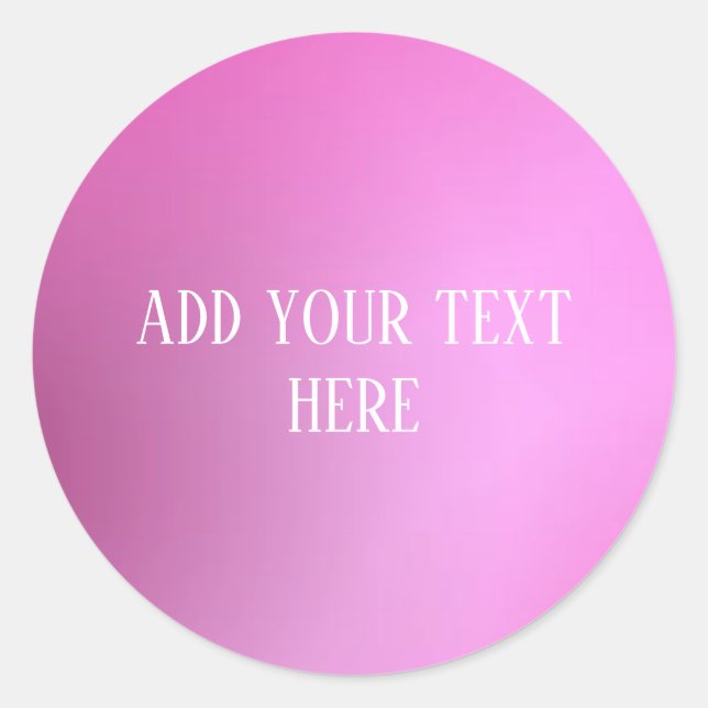 Adicione Seu Texto Adesivos Redondos Rosa Clássico (Frente)