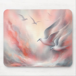 Adicione Seu Texto Mouse Pad com Gaivotas Voadoras