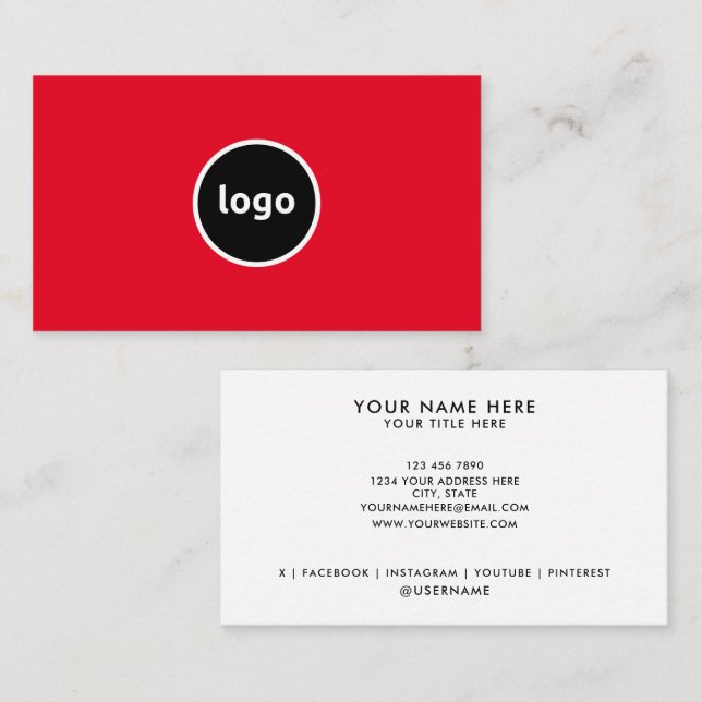 Adicione seus Cartões de visitas profissionais per (Frente/Verso)