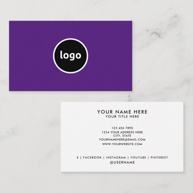 Adicione seus Cartões de visitas profissionais per (Frente/Verso)