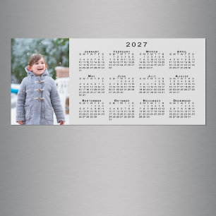 Adicione sua foto Calendário 2027 Ímã Cinza