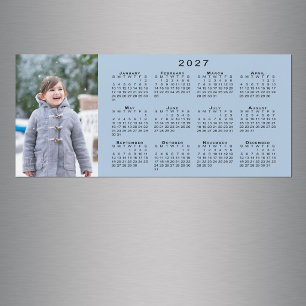 Adicione sua foto Ímã de Calendário 2027 Azul Clar