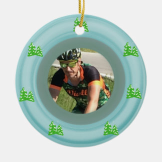 Adicione sua foto Ornamento de Natal em Cerâmica Á