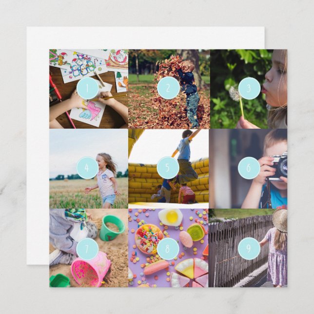 Adicione suas próprias 9 Fotos Cartão Personalizáv (Frente/Verso)