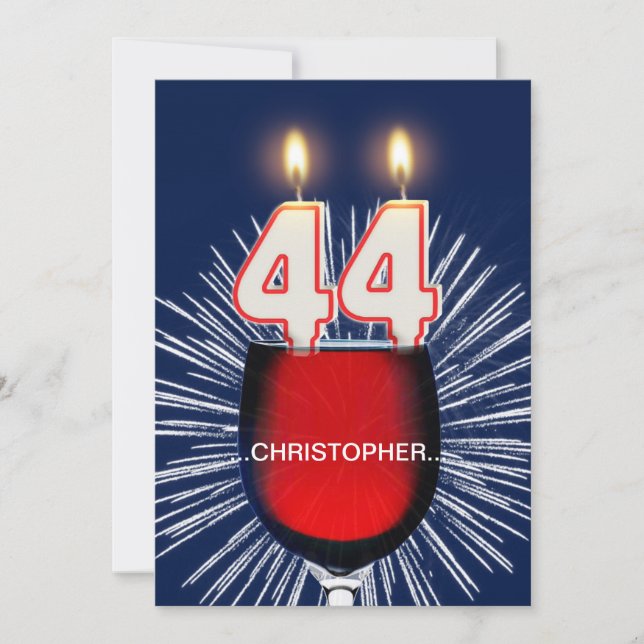 Adicione um nome, 44 Convite de aniversário, vinho (Frente)