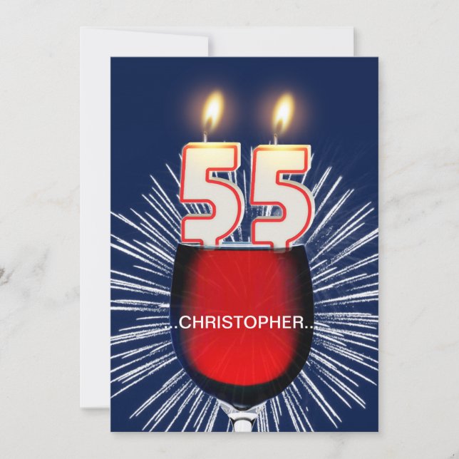 Adicione um nome, 55º Convite de aniversário, vinh (Frente)