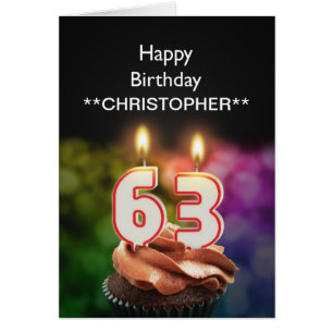 Adicione um nome a estas velas de 63. º cartão d