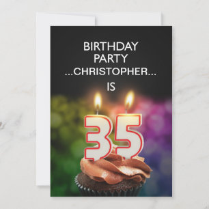 Adicione um nome, Convite para festa de 35º aniver