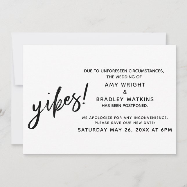 Adiou o anúncio de humor de casamento Yikes! (Frente)