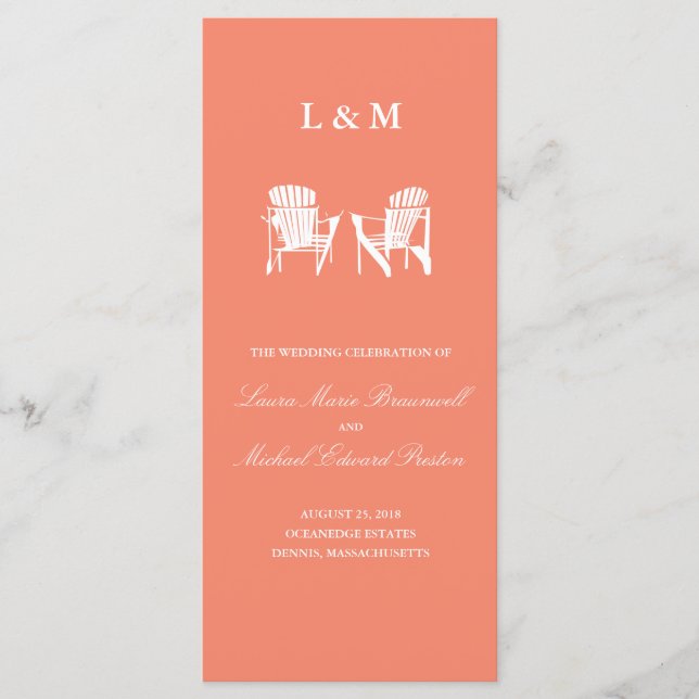 Adirondack Chairs | Programa de Cerimônia (Frente)