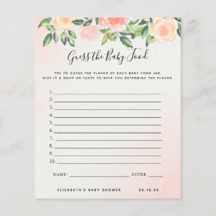 Adivinha a Comida do bebê Jogo Chá de fraldas