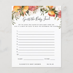 Adivinha a Comida do bebê Jogo Chá de fraldas