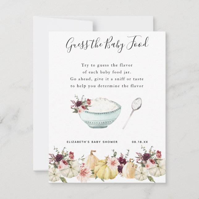 Adivinha a Comida do bebê | Jogo Chá de fraldas (Frente)