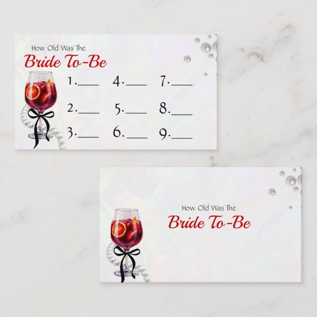 Adivinha a idade do cartão de resposta do jogo da  (Frente/Verso)