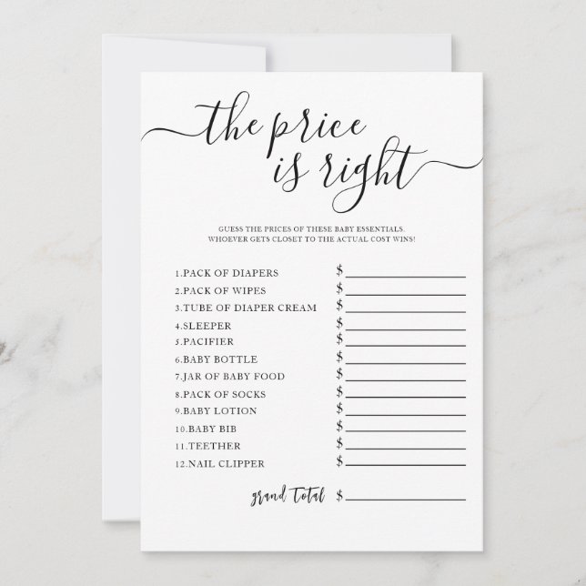 Adivinha o cartão do jogo do Chá de fraldas de pre (Frente)