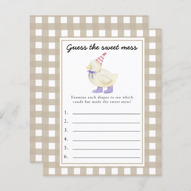 Adivinha o jogo da Doce Mess - Pato pequeno (Frente/Verso)