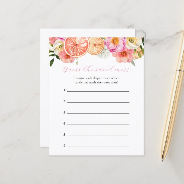 Adivinha o jogo do Chá de fraldas do Doce Mess (Frente/Verso In Situ)