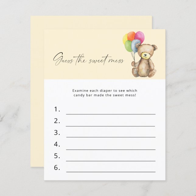 Adivinha o jogo do Chá de fraldas do Doce Mess - U (Frente/Verso)