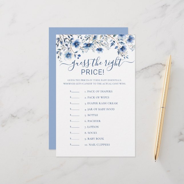 Adivinha o jogo do Chá de fraldas Price Blue Wildf (Frente/Verso In Situ)