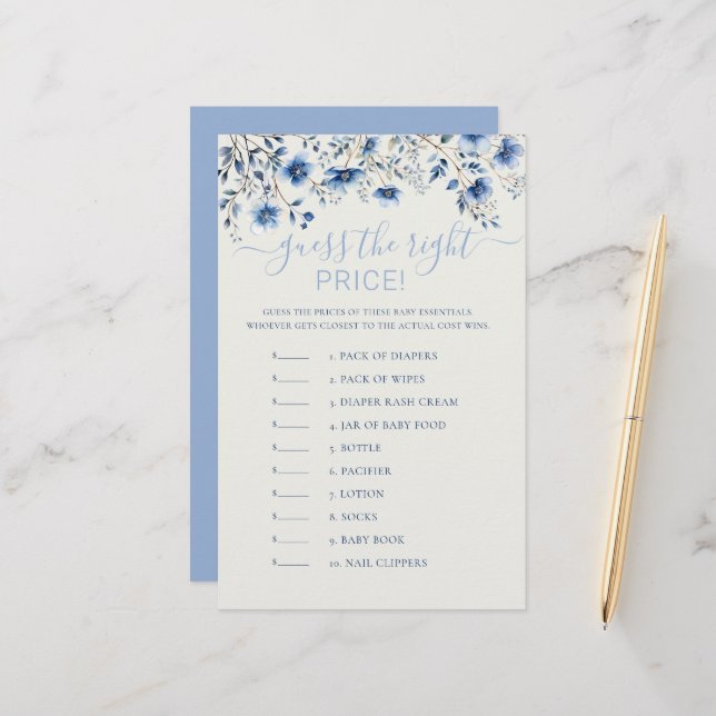 Adivinha o jogo do Chá de fraldas Price Blue Wildf (Frente/Verso In Situ)