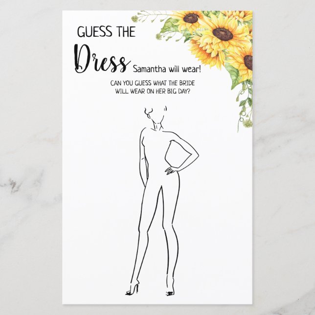 Adivinha o jogo inglês do chá de panela de vestime (Frente)