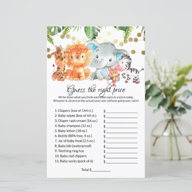 Adivinha o preço certo dos jogos de Chá de fraldas (Em pé/Frente)