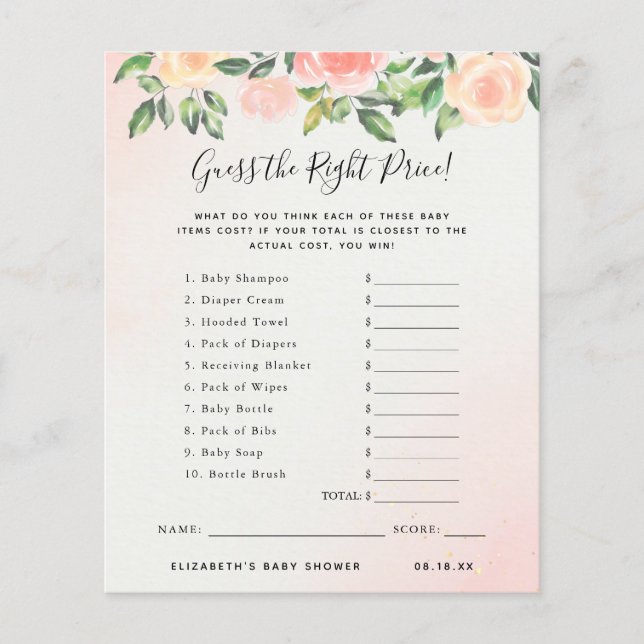 Adivinha O Preço | Jogo Chá de fraldas (Frente)