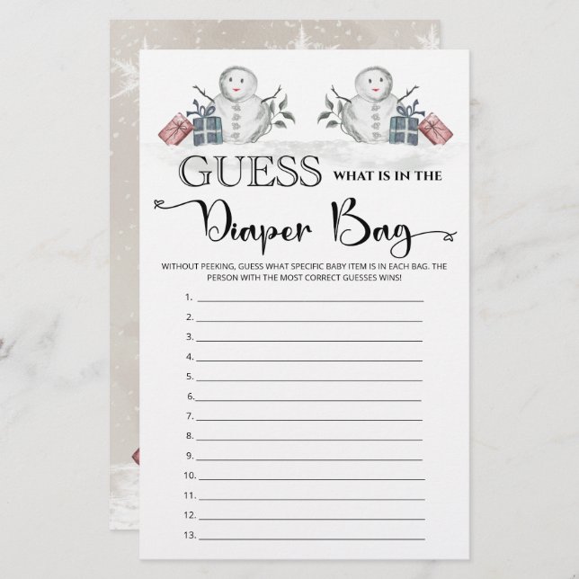 Adivinha o que há no chá de fraldas da fralda (Frente/Verso)