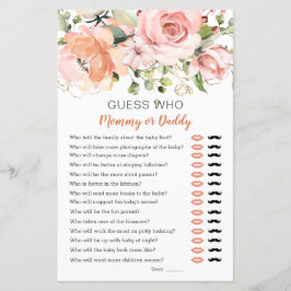 Adivinha Quem Chá de fraldas Jogo Floral Verde