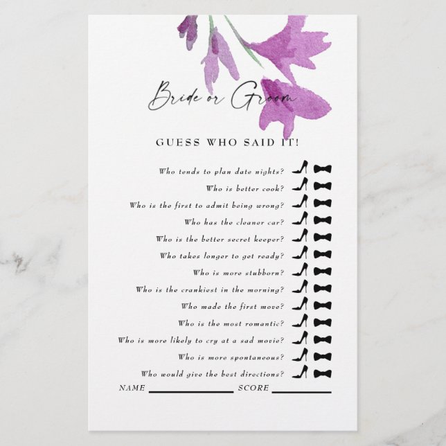 Adivinha Quem Disse? Chá de panela de flor selvage (Frente)