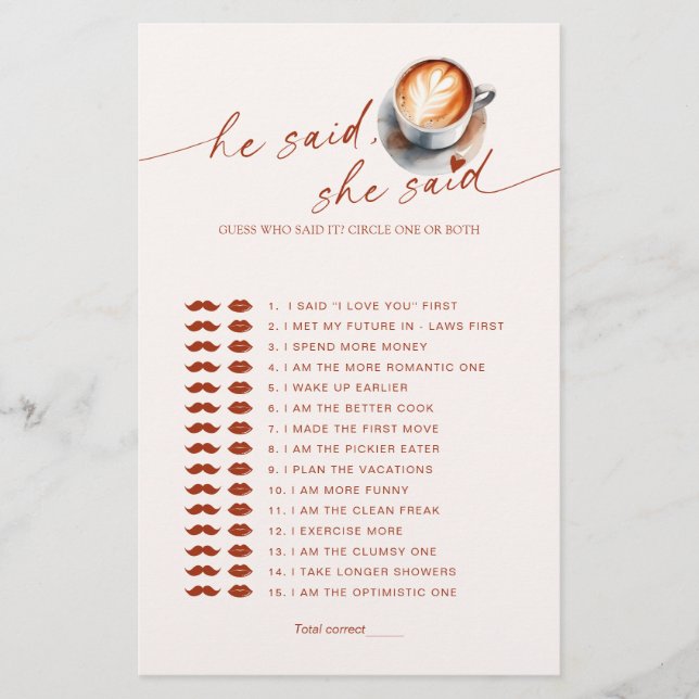 Adivinha Quem Disse Isso Jogo De Chá de panela De  (Frente)