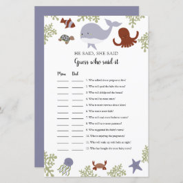 Adivinha quem disse isso Jogo sob o Chá de fraldas