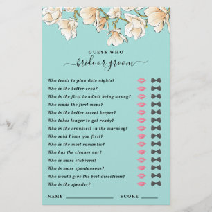 Adivinha quem é a noiva ou o jogo do Chá do Grove