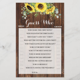 Adivinha Quem É O Cartão De Jogo De Chá de panela