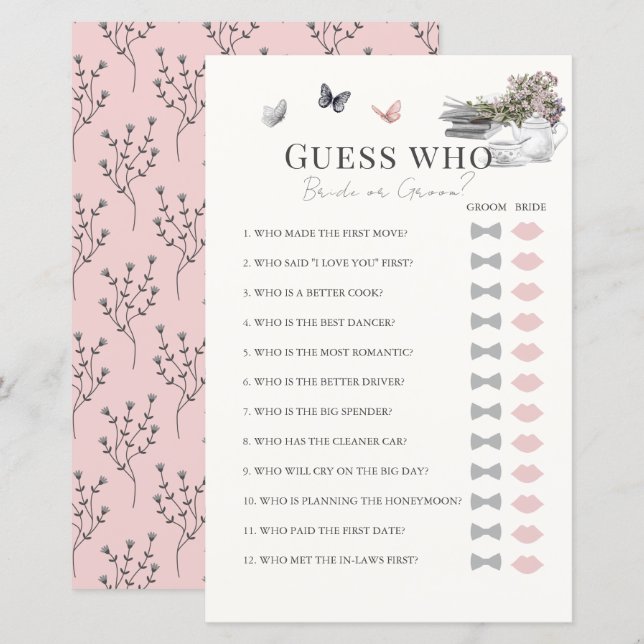 Adivinha Quem É O Jogo Do Chá de panela Do Livro D (Frente/Verso)