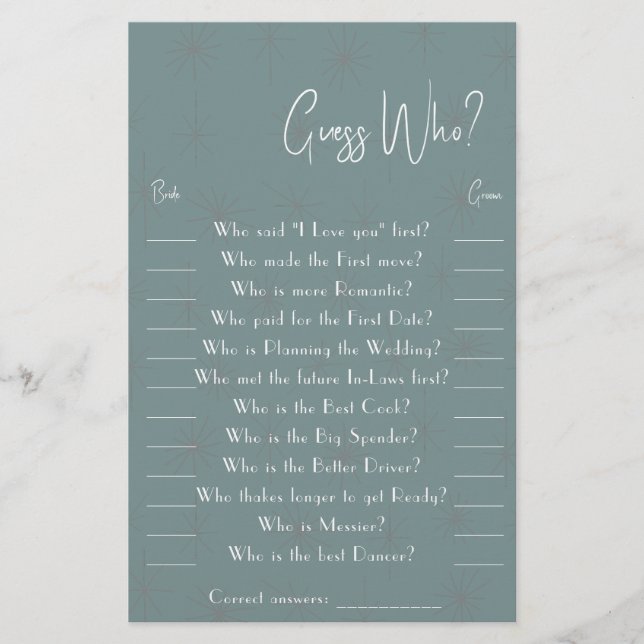 Adivinha Quem? Folheto do cartão de jogo (Frente)