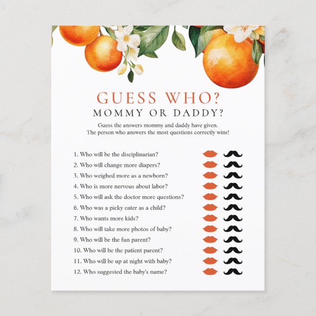 Adivinha Quem Mamãe Jogo De Chá De Pai Cutil (Frente)