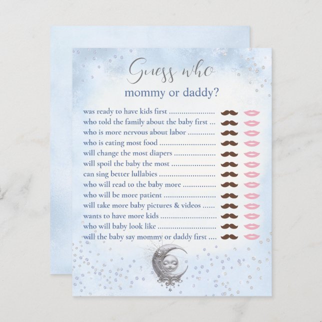 Adivinha Quem Mamãe O Jogo Do Chá de fraldas Da Lu (Frente/Verso)