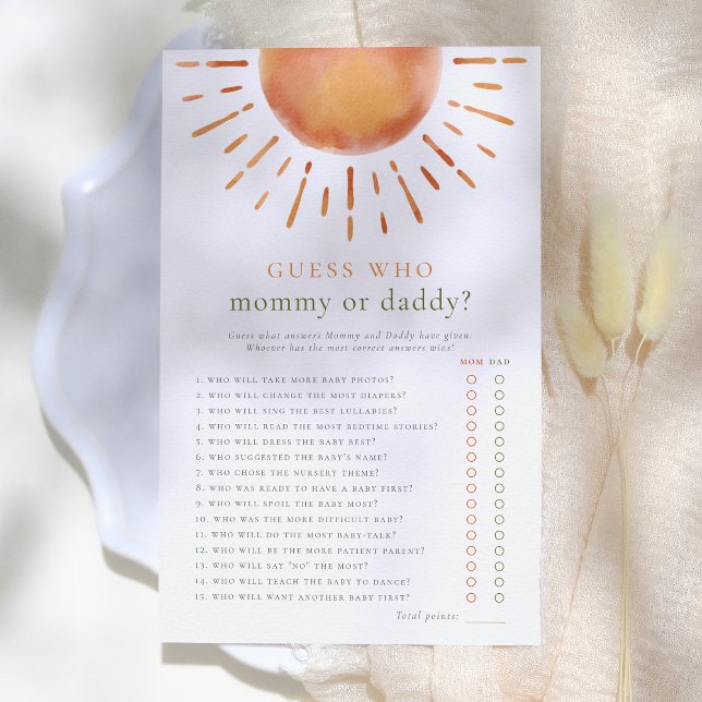 Adivinha quem Mamãe ou Pai Chá de fraldas (Criador carregado)