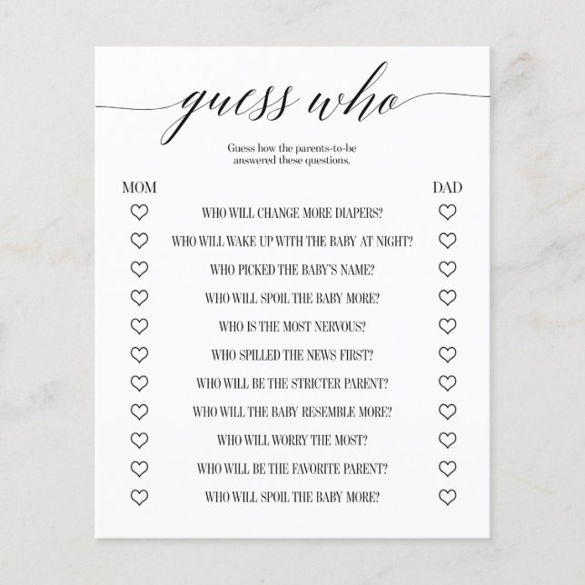 Adivinha Quem Minimiza O Jogo Do Chá de fraldas (Frente)