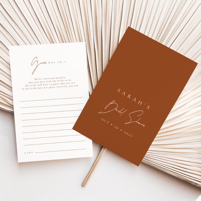 Adivinha Quem Sou Eu, O Jogo De Chá de panela Terr (Guess Who Am I Terracotta Bridal Shower Game)