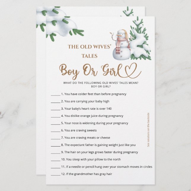 Adivinha Rapaz Ou Menina Fala O Jogo Do Chá de fra (Frente/Verso)