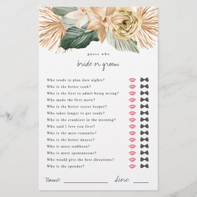 Adivinha Tropical Quem Noiva ou Jogo de Chá (Frente)