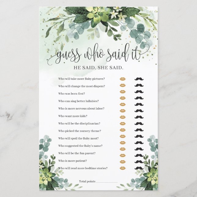 Adivinhação suculenta e verde moderna que disse jo (Frente)