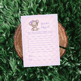 Adivinhe Cartão De Bebê De Bebê De Comida Roxo De 